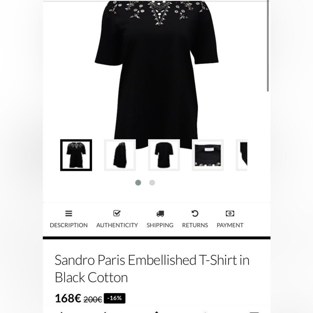 Sandro Embellished Black Top, S - Picture 4 of 11